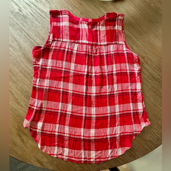 NEW Christopher & Banks Red Plaid Sleeveless Top, Size XL - Picture 7 of 9